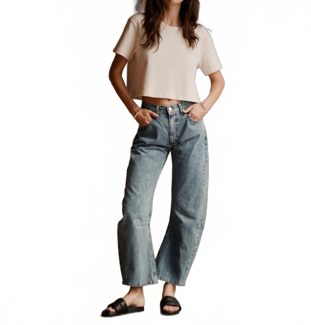 NEW ROAD TO NOWHERE pilon wide denim 5 pocket jean in marble ocean blue